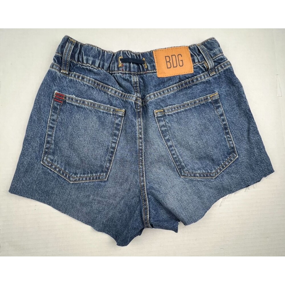 BDG Urban Outfitters Paperbag Waist Denim Shorts Womens S Blue High Rise Raw Hem - Picture 5 of 12